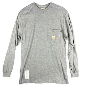 Carhartt FR T-Shirt Mens Medium Gray Long Sleeve Flame Resistant Pocket 297-31